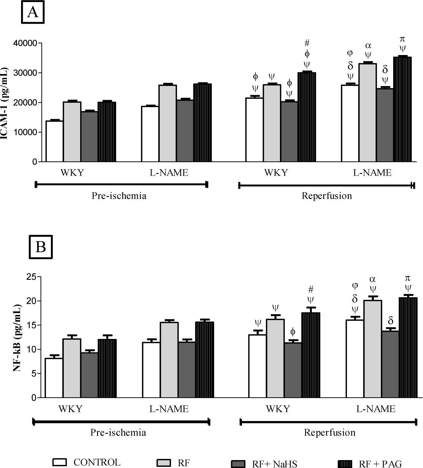Fig.7.A showing Enzyme-linked immunosorbent assay from the publication: Prophylactic Treatment with Hydrogen Sulphide Can Prevent Renal Ischemia-Reperfusion Injury in L-NAME Induced Hypertensive Rats with Cisplatin-Induced Acute Renal Failure.