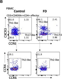 Fig.3.B showing Flow cytometry/Cell sorting in a Homo sapiens (Human) sample from the publication: Type 2 and type 17 effector cells are increased in the duodenal mucosa but not peripheral blood of patients with functional dyspepsia.