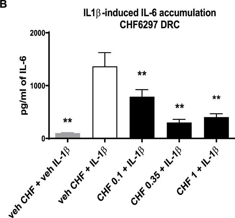 Fig.4.B showing Enzyme-linked immunosorbent assay from the publication: CHF6297: a novel potent and selective p38 MAPK inhibitor with robust anti-inflammatory activity and suitable for inhaled pulmonary administration as dry powder.