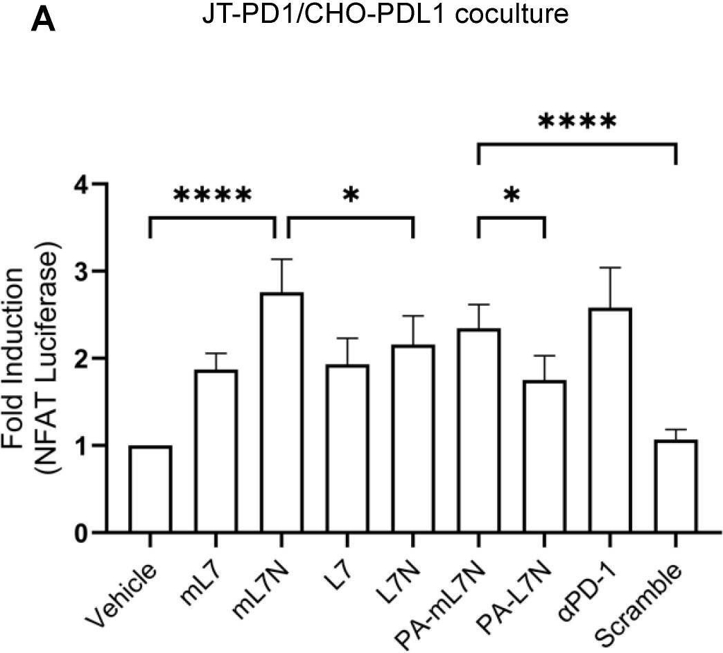 Fig.4.A from the publication: Peptide Blockers of PD-1-PD-L1 Interaction Reinvigorate PD-1-Suppressed T Cells and Curb Tumor Growth in Mice.