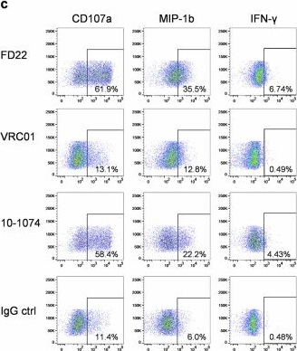 Fig.4.C showing Flow cytometry/Cell sorting in a Homo sapiens (Human) sample from the publication: A potent and broad CD4 binding site neutralizing antibody with strong ADCC activity from a Chinese HIV-1 elite neutralizer.