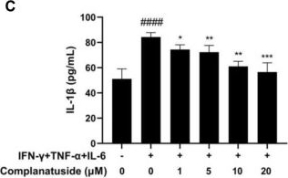 Fig.5.C showing Enzyme-linked immunosorbent assay from the publication: Complanatuside alleviates inflammatory cell damage induced by pro-inflammatory cytokines in skin keratinocytes.