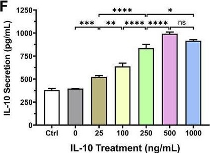 Fig.2.F showing Enzyme-linked immunosorbent assay from the publication: Interleukin-10 exhibit dose-dependent effects on macrophage phenotypes and cardiac remodeling after myocardial infarction.
