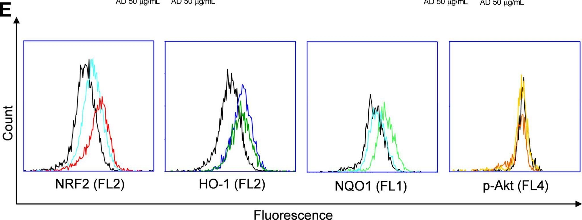 Fig.7.E showing Flow cytometry/Cell sorting from the publication: Thymus spp. Aqueous Extracts and Their Constituent Salvianolic Acid A Induce Nrf2-Dependent Cellular Antioxidant Protection Against Oxidative Stress in Caco-2 Cells.