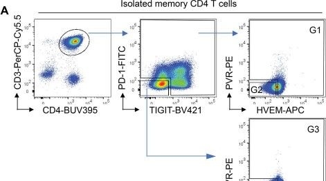 Fig.6.A showing Flow cytometry/Cell sorting in a Homo sapiens (Human) sample from the publication: Phenotypic signatures of immune selection in HIV-1 reservoir cells.