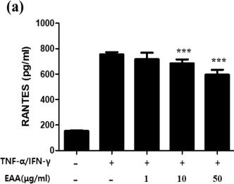 Fig.2.A showing Enzyme-linked immunosorbent assay from the publication: Artemisia anomala Herba Alleviates 2,4-Dinitrochlorobenzene-Induced Atopic Dermatitis-Like Skin Lesions in Mice and the Production of Pro-Inflammatory Mediators in Tumor Necrosis Factor Alpha-/Interferon Gamma-Induced HaCaT Cells.