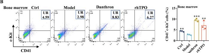 Fig.5.B showing Flow cytometry/Cell sorting in a Mus musculus (House mouse) sample from the publication: Danthron as a novel IL-6R agonist promotes thrombopoiesis via the SRC/RAS/MAPK pathway.