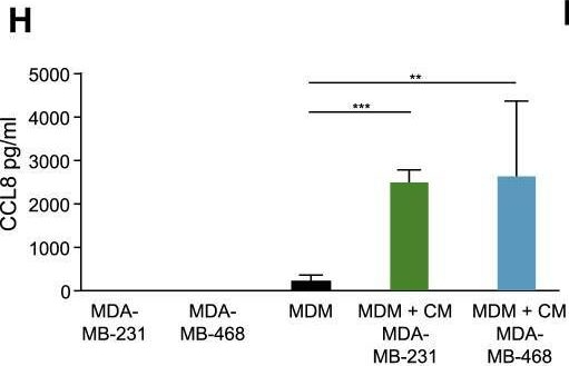 Fig.5.H showing Enzyme-linked immunosorbent assay in a Homo sapiens (Human) sample from the publication: Human Tumor-Associated Macrophage and Monocyte Transcriptional Landscapes Reveal Cancer-Specific Reprogramming, Biomarkers, and Therapeutic Targets.